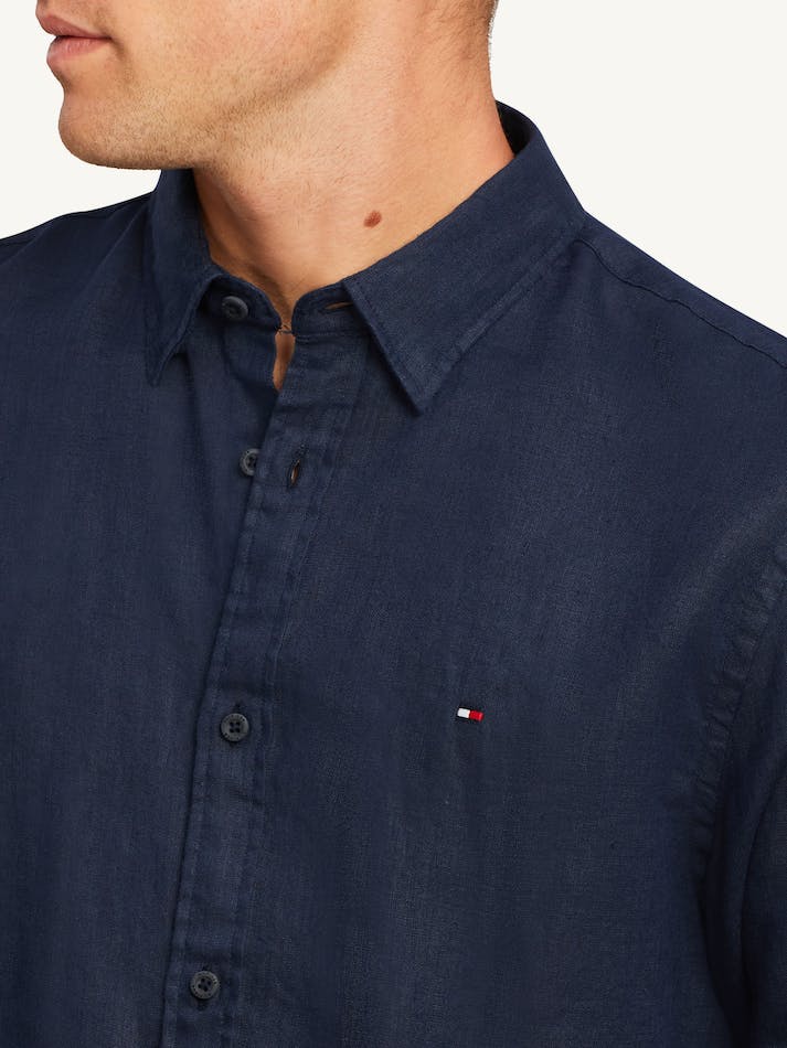 Tommy Hilfiger Premium Linen Men's Shirts Dark Grey Navy | Xw4azv7LJp2l