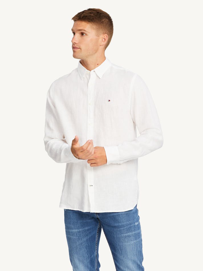 Tommy Hilfiger Premium Linen Men\'s Shirts White | cYrc7tFdzN1c