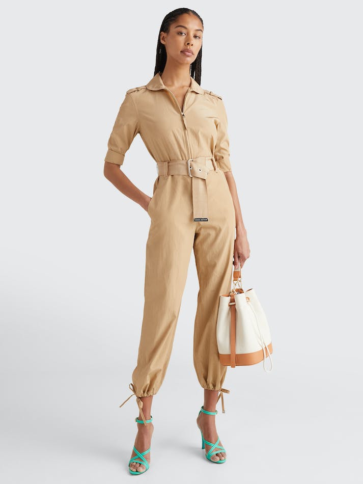 Tommy Hilfiger Prep Belted Women\'s Jumpsuit Desert | zZGPsTO52Mo9