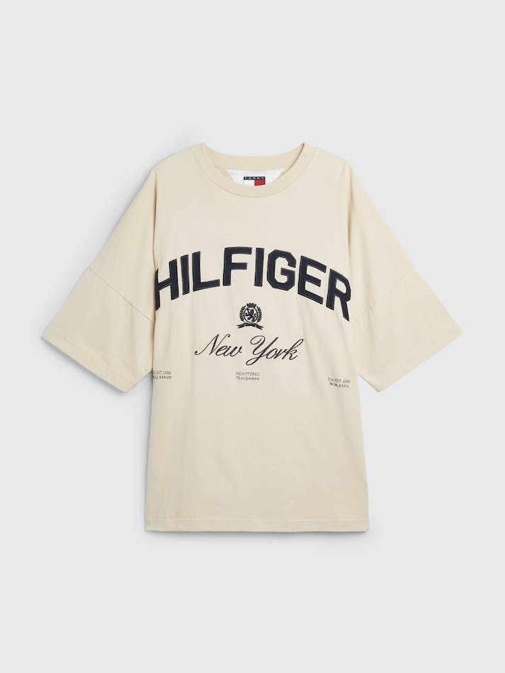 Tommy Hilfiger Prep Crest Embroidery Logo Men's T Shirts Beige | ovdDvmPHXKIp