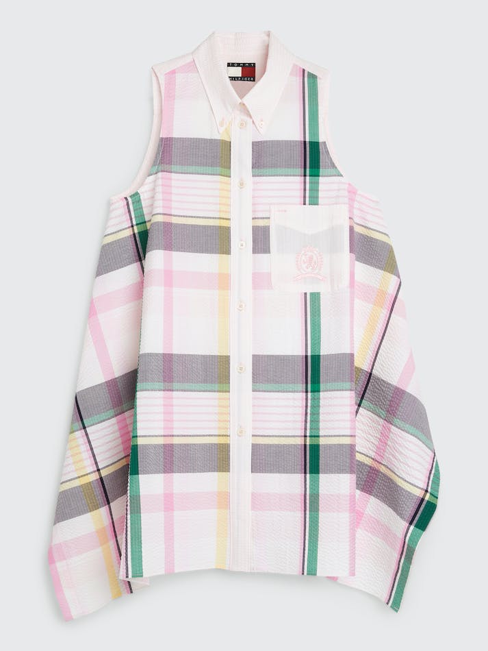 Tommy Hilfiger Prep Crest Madras Check Sleeveless Women's Shirts Light Pink | uKZmANb8eaKh