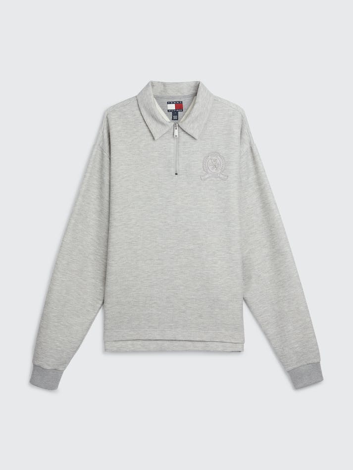 Tommy Hilfiger Prep Crest Quarter-Zip Men's Sweatshirt Grey | 8svIiD4AZg10