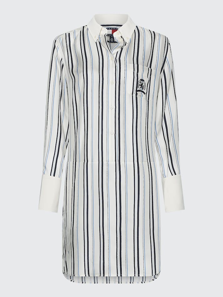 Tommy Hilfiger Prep Crest Silk Stripe Shirt Women's Dress Multicolor | MtUlNoJZx1LQ