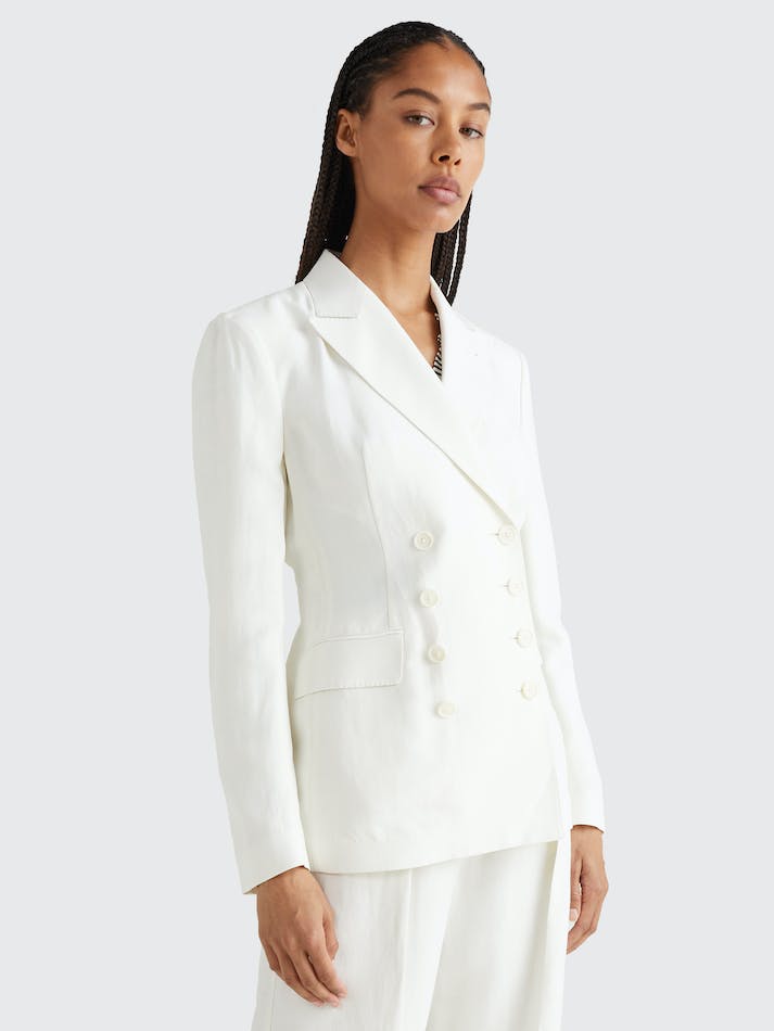 Tommy Hilfiger Prep Double-Breasted Tailored Women's Blazers White | tcHEi2XGDIKq