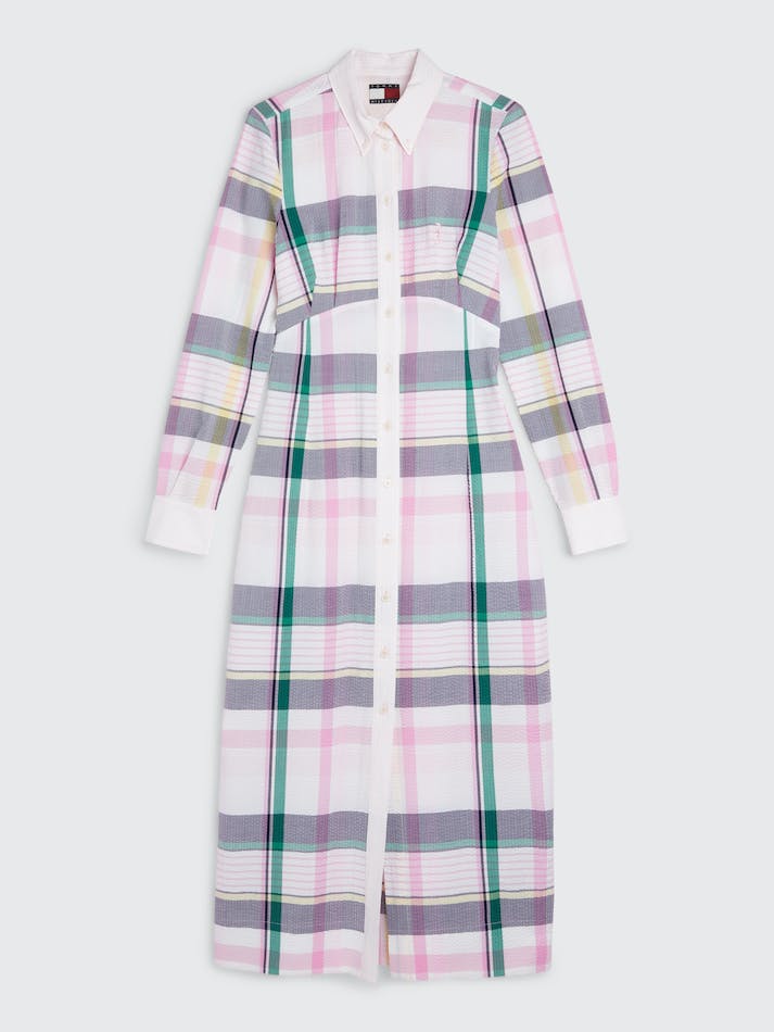 Tommy Hilfiger Prep Madras Check Crest Shirt Women's Dress Light Pink | lcHYYhUjK0w2