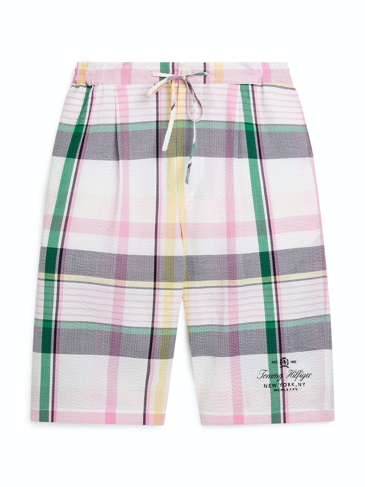 Tommy Hilfiger Prep Madras Ithaca Cotton Seersucker Men's Shorts Light Pink | Cn3km55lIHFD