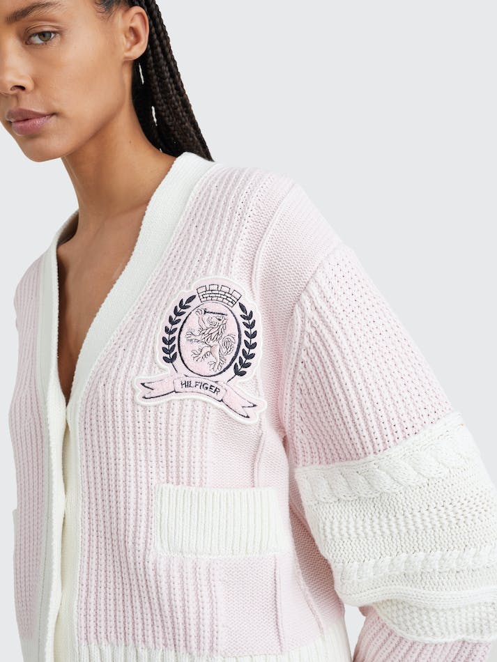 Tommy Hilfiger Prep Organic Cotton Crest Women's Cardigan Light Pink | X9QirIi3bdY1