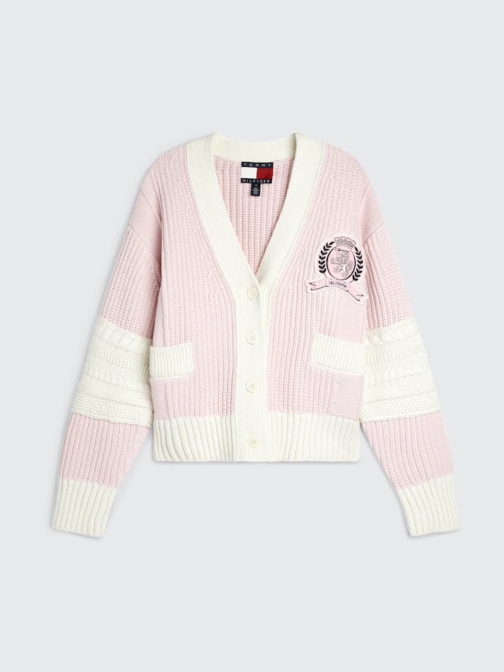 Tommy Hilfiger Prep Organic Cotton Crest Women's Cardigan Light Pink | X9QirIi3bdY1