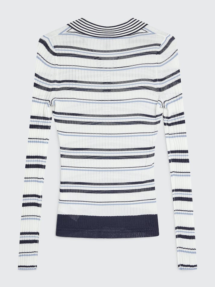 Tommy Hilfiger Prep Slim Fit Stripe Polo Women's Sweaters Navy White Blue Stripes | 49JmHzAyiaiw