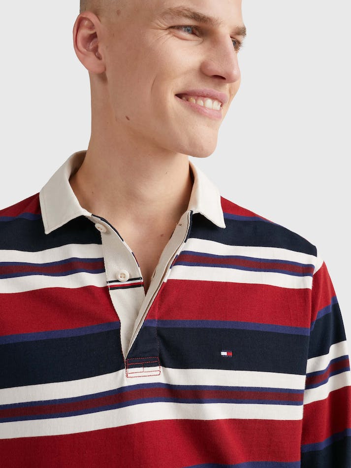 Tommy Hilfiger Prep Stripe Casual Fit Rugby Men's Shirts Red / Multicolor | pgxdzfy8Zd8D