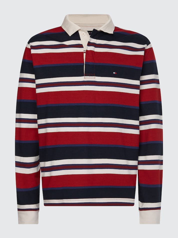 Tommy Hilfiger Prep Stripe Casual Fit Rugby Men's Shirts Red / Multicolor | pgxdzfy8Zd8D