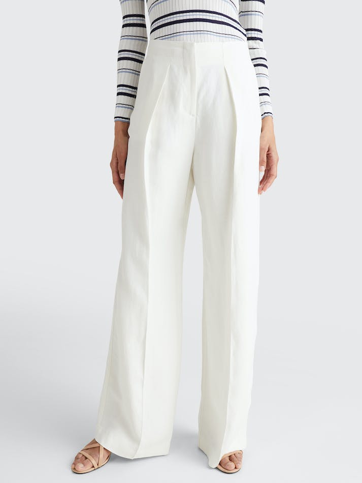 Tommy Hilfiger Prep Wide Leg Tailored Women's Trousers White | 4SdyjHOjzLAK