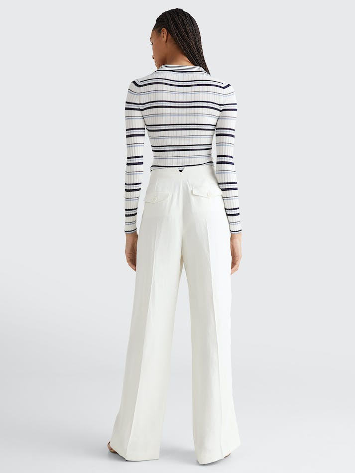 Tommy Hilfiger Prep Wide Leg Tailored Women's Trousers White | 4SdyjHOjzLAK