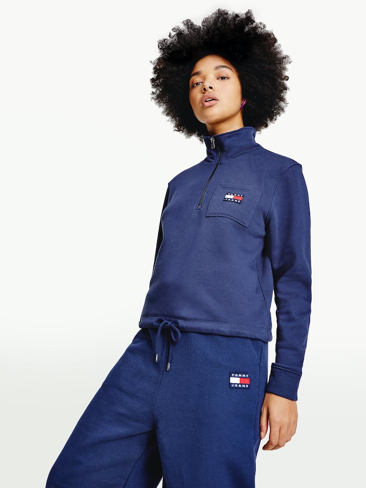 Tommy Hilfiger Quarter Zip Women's Sweatshirt Navy | PD6rxZxDKths