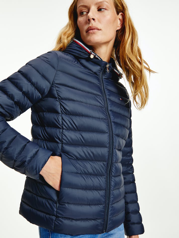 Tommy Hilfiger Quilted Hooded Women's Jackets Blue | NVXKnZiIazZR