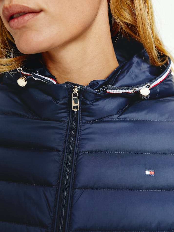 Tommy Hilfiger Quilted Hooded Women's Jackets Blue | NVXKnZiIazZR