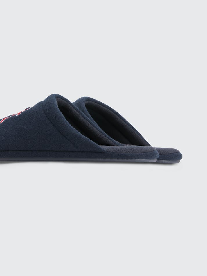 Tommy Hilfiger Raised Monogram Embroidery Home Men's Slides Blue | pfvAxfDMvD48