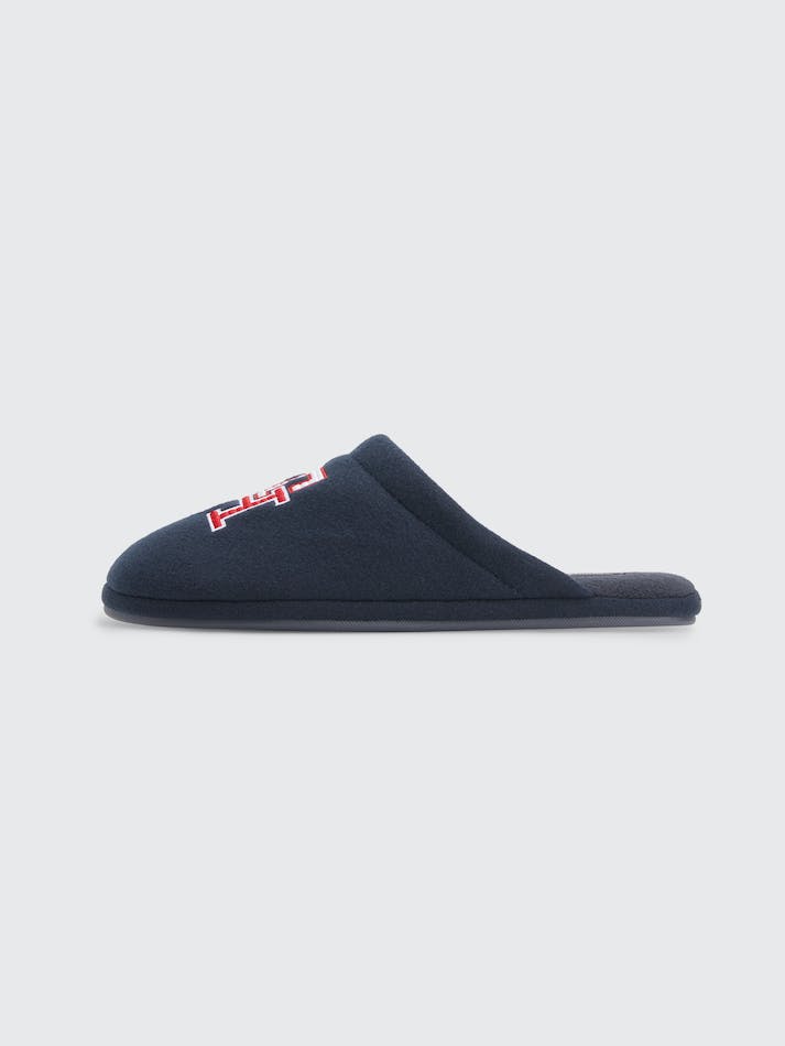 Tommy Hilfiger Raised Monogram Embroidery Home Men's Slides Blue | pfvAxfDMvD48