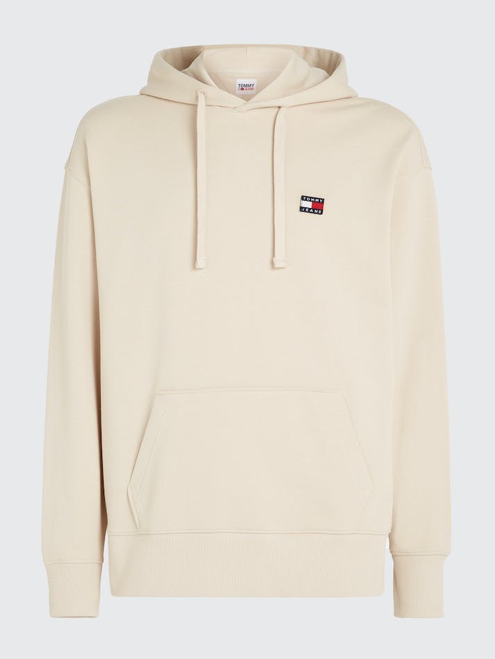 Tommy Jeans Relaxed Fit Badge Men's Hoodie Beige | LkxBG6r74PLE