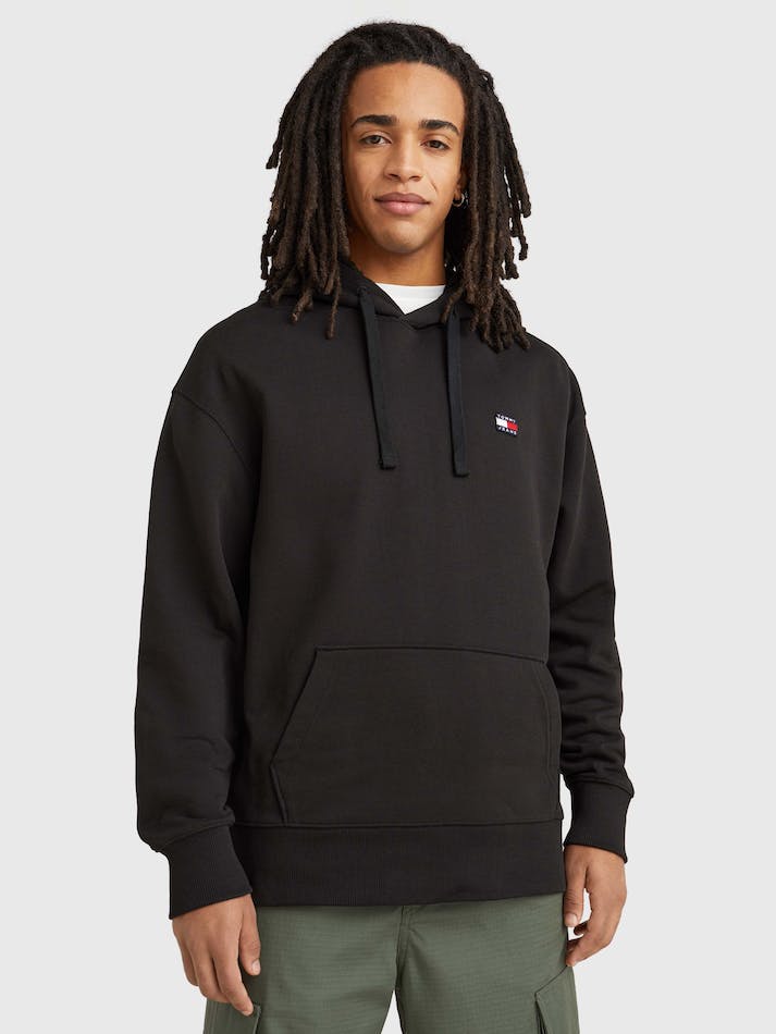 Tommy Jeans Relaxed Fit Badge Men's Hoodie Black | oMNQS1d5dNKb