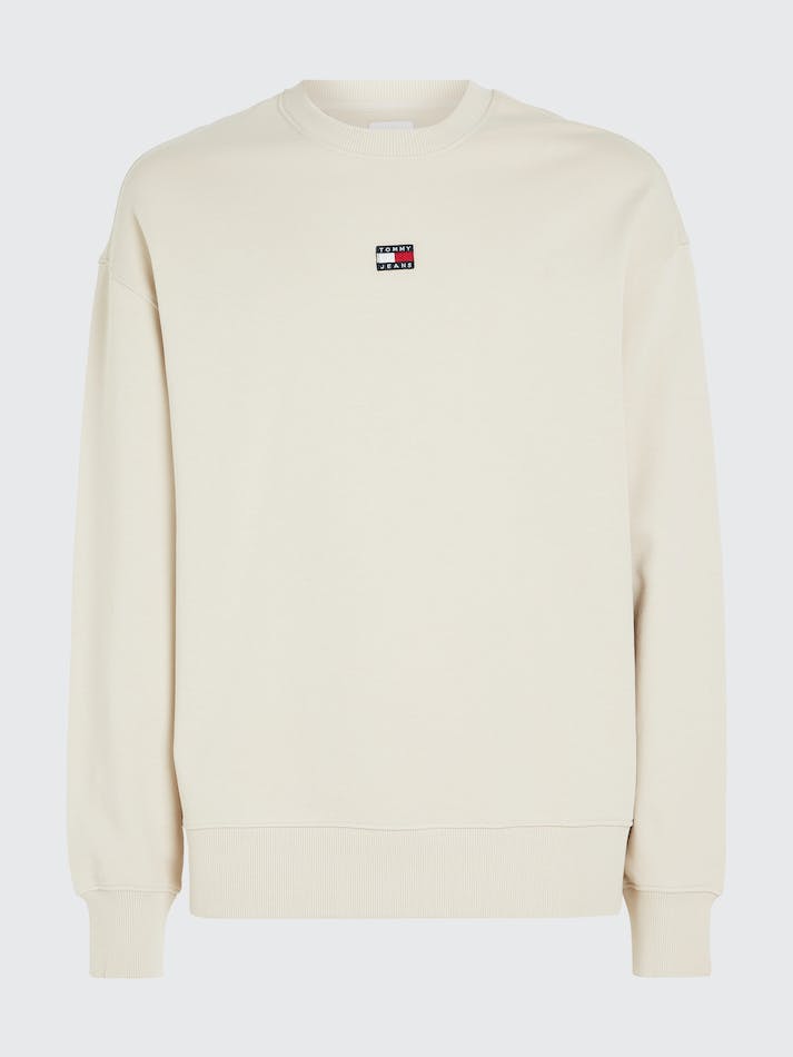 Tommy Jeans Relaxed Fit Badge Men's Sweatshirt Beige | yEKW9vgClxUx