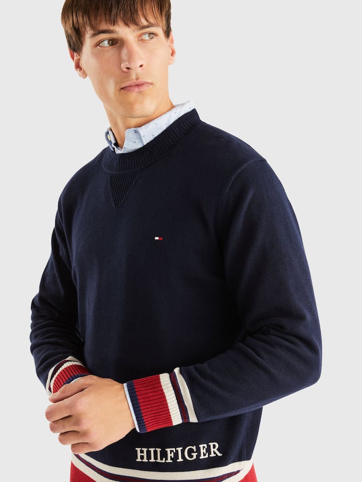 Tommy Hilfiger Relaxed Fit Crew Neck Men's Jumpers Blue | jSt2ap5pUGeM