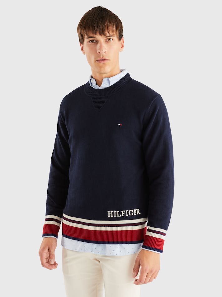 Tommy Hilfiger Relaxed Fit Crew Neck Men\'s Jumpers Blue | jSt2ap5pUGeM