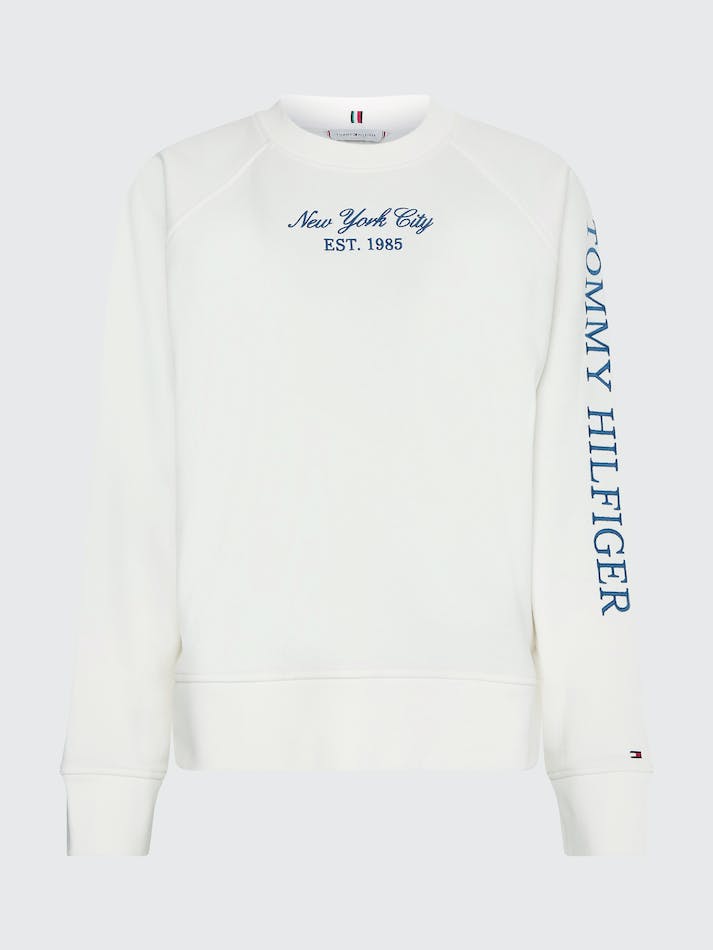 Tommy Hilfiger Relaxed Fit Fleece Women's Sweatshirt White | Kyph34diLSkp