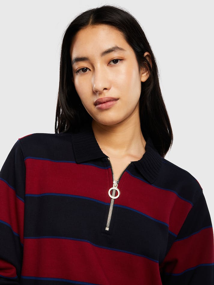 Tommy Hilfiger Relaxed Fit Rugby Women's Tops Stripes / Royal | FKkUwz78IQjo