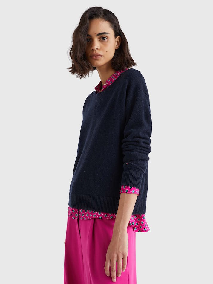 Tommy Hilfiger Relaxed Fit Wool Women's Jumpers Blue | fXeHdmfwGq2y