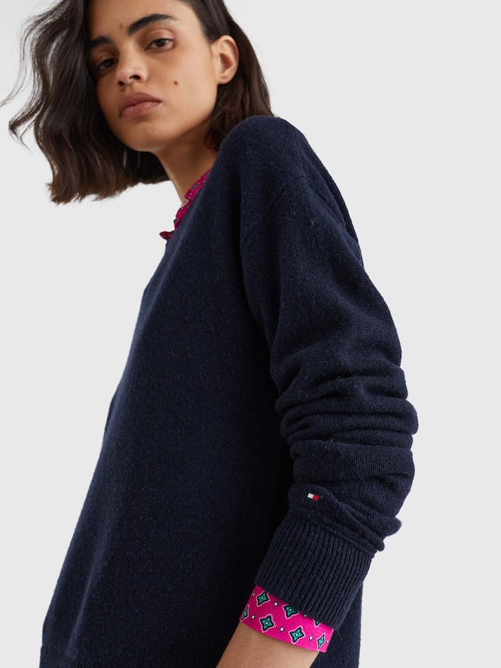 Tommy Hilfiger Relaxed Fit Wool Women's Jumpers Blue | fXeHdmfwGq2y