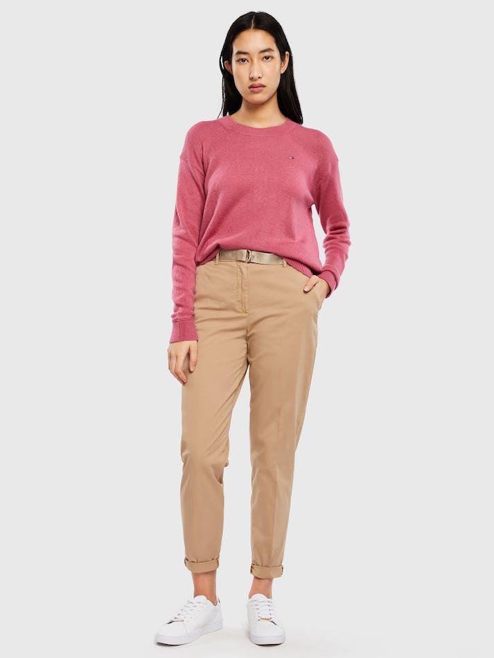 Tommy Hilfiger Relaxed Fit Wool Women's Jumpers Rose Red | 26UvbHaxRuwC