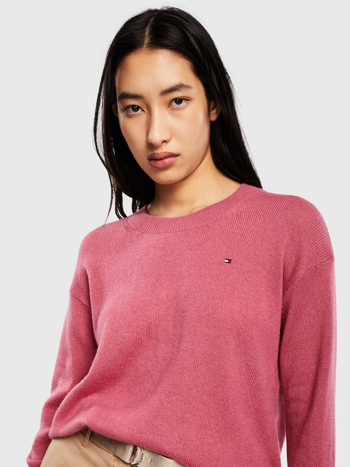 Tommy Hilfiger Relaxed Fit Wool Women's Jumpers Rose Red | 26UvbHaxRuwC