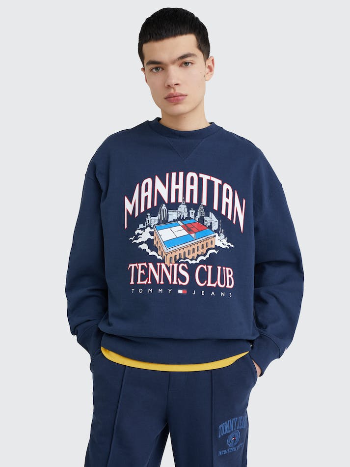 Tommy Jeans Relaxed Logo Men's Sweatshirt Navy | FHt6nspiDOmd