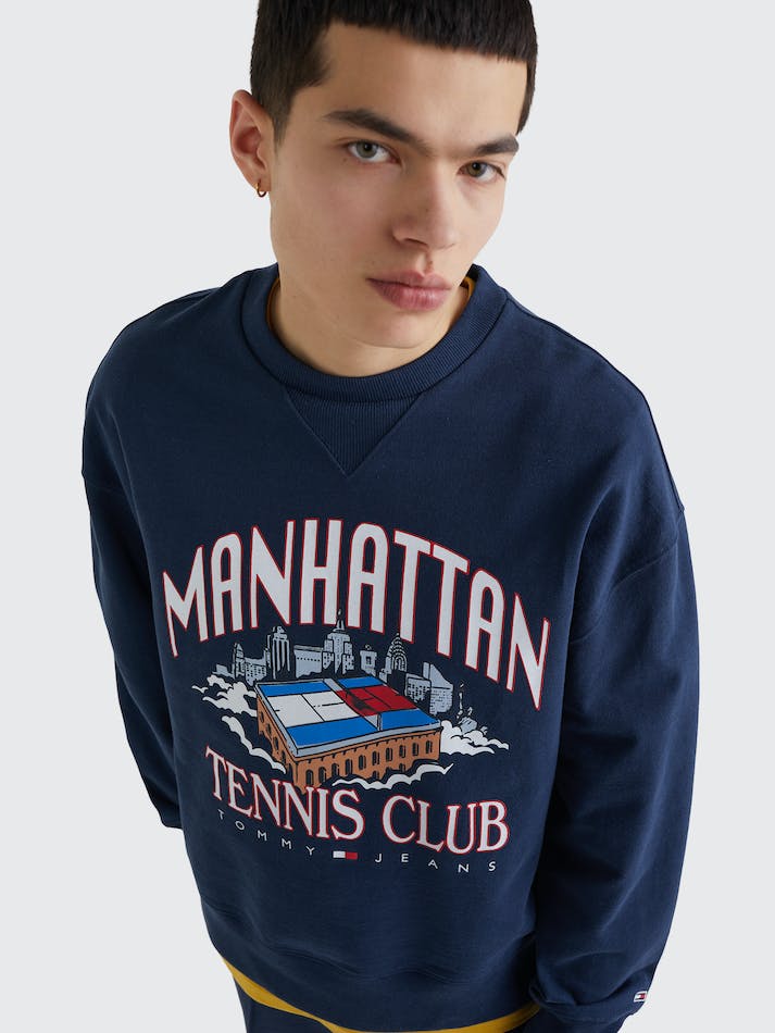 Tommy Jeans Relaxed Logo Men's Sweatshirt Navy | FHt6nspiDOmd