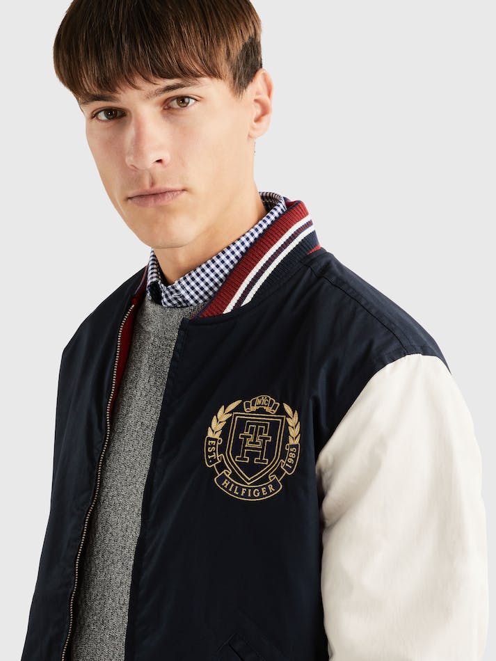 Tommy Hilfiger Reversible Icon Bomber Men's Jackets Blue | WVC7SdU54GLW