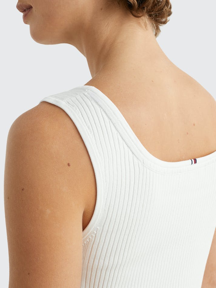 Tommy Hilfiger Rib Knit Slim Fit Tank Women's Tops White | RsQ9XCnZJOsX