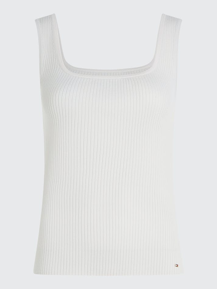 Tommy Hilfiger Rib Knit Slim Fit Tank Women's Tops White | RsQ9XCnZJOsX