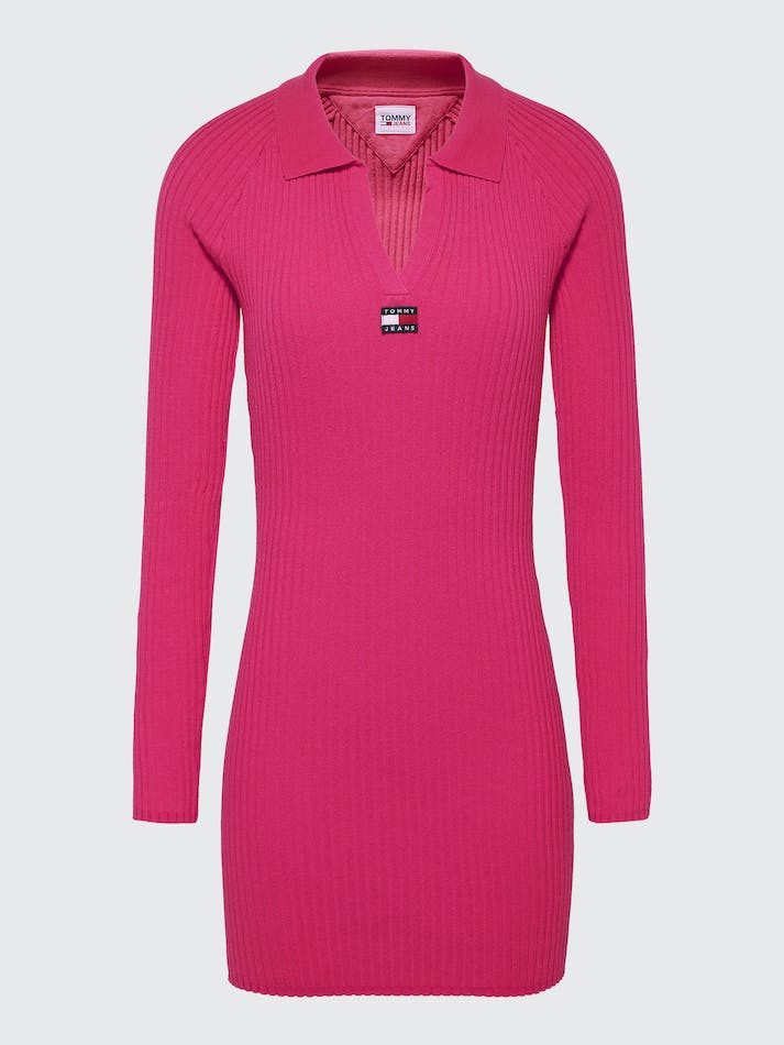 Tommy Jeans Ribbed Badge Jumper Women's Dress Pink | GCLY5Mt8hH4x