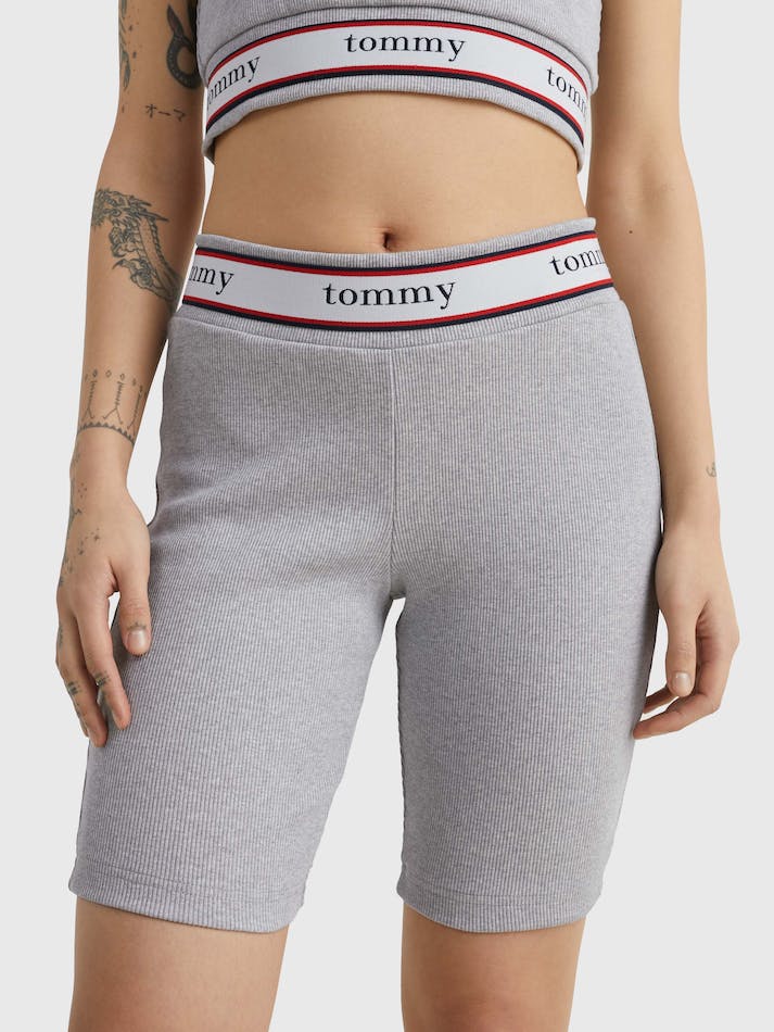 Tommy Jeans Ribbed Logo Waistband Cycle Women's Shorts Light Grey | LRguqvjF1Rss