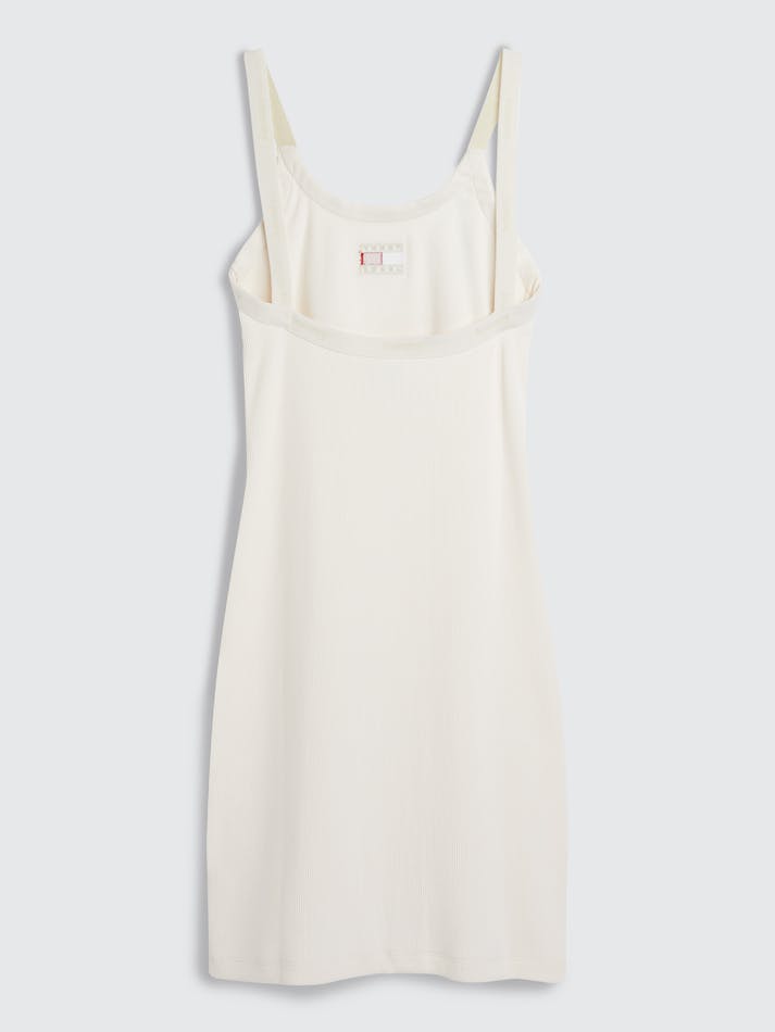 Tommy Jeans Ribbed Strappy Bodycon Mini Women's Dress White | JtoZdS4BAAQ9