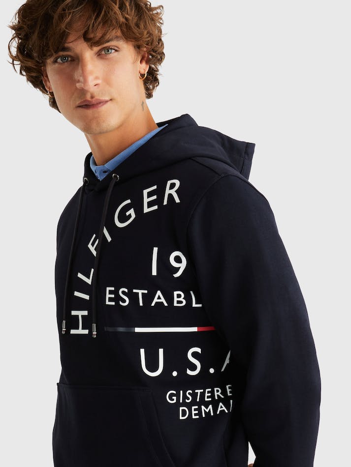 Tommy Hilfiger Roundall Established Men's Hoodie Blue | y6wgLu6bEK0D