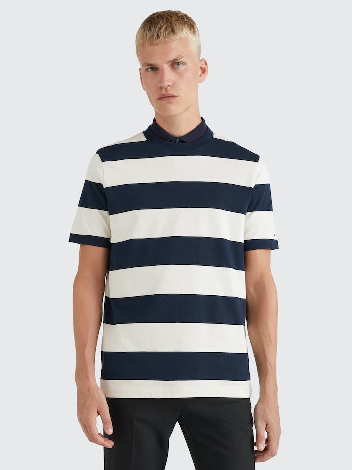 Tommy Hilfiger Rugby Stripe Men's T Shirts Blue / White | ZagtFbyhhcVy