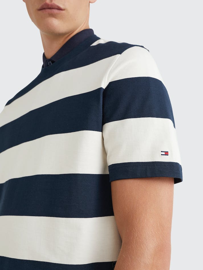 Tommy Hilfiger Rugby Stripe Men's T Shirts Blue / White | ZagtFbyhhcVy