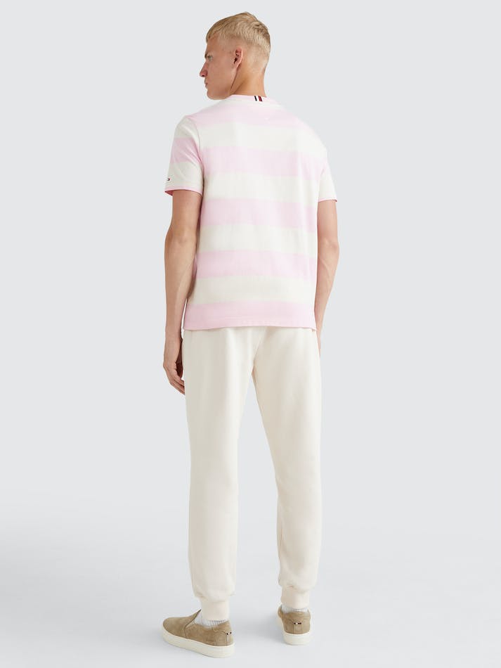 Tommy Hilfiger Rugby Stripe Men's T Shirts Pink / White | iehycp89Olxb