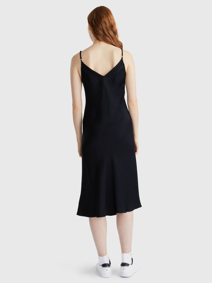 Tommy Hilfiger Satin Slip Knee Women's Dress Blue | Jdx8Jjx1JWTz