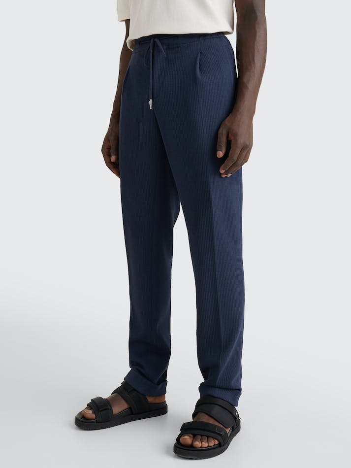 Tommy Hilfiger Seersucker Drawstring Men's Trousers Blue | eA6N00yCvi2W