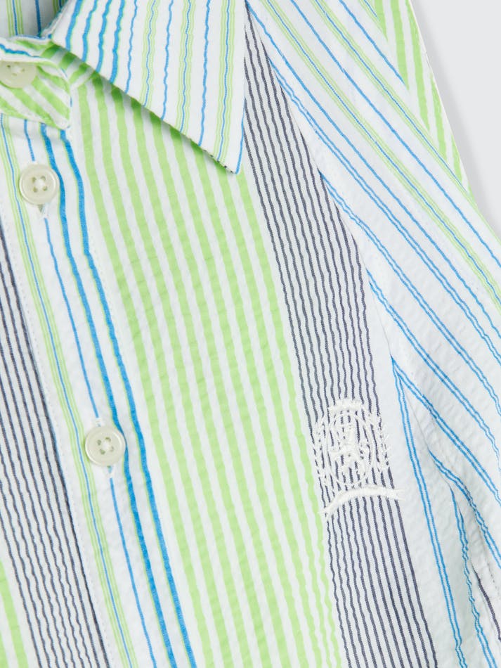 Tommy Hilfiger Seersucker Ithaca Stripe Slim Shirt Women's Dress Light Green | EXo6iHkm4daF