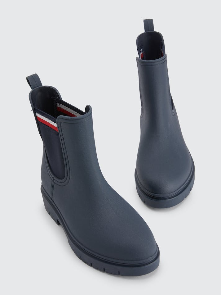 Tommy Hilfiger Signature Cleat Ankle Rain Women's Boots Blue | Kai3cVEwoN0t