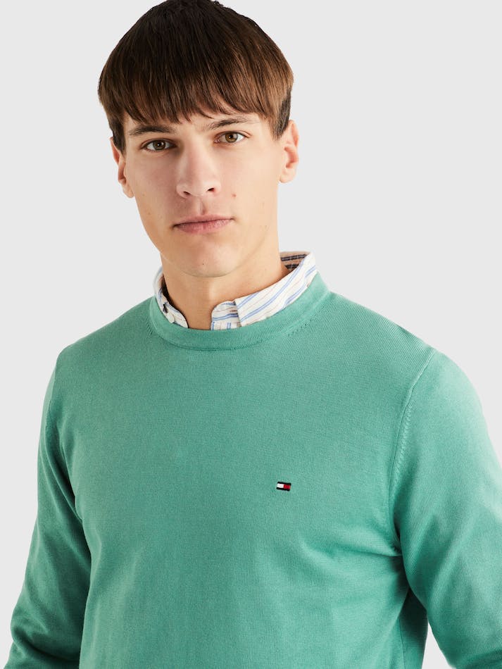 Tommy Hilfiger Signature Crew Neck Men's Sweater Green | AaMrSpLJwpZD